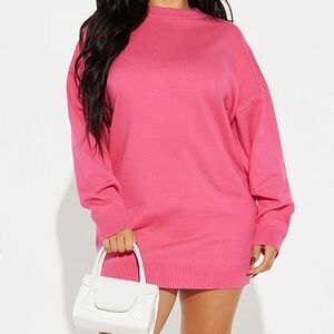 Fashion Nova Hot Pink Oversized Sweater Dress